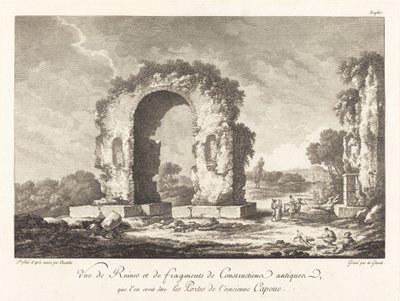 Udsigt over ruiner og fragmenter af oldtidens konstruktion ... af det gamle Capua af Emmanuel Jean Nepomucène de Ghendt after Claude Louis Châtelet