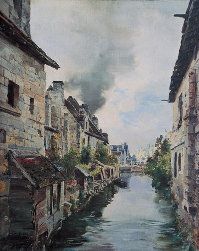 Beaulieu-kanalen, udsigt over broen på vejen fra Loches til Beaulieu. 1891 (olie på lærred) af Emmanuel Lansyer
