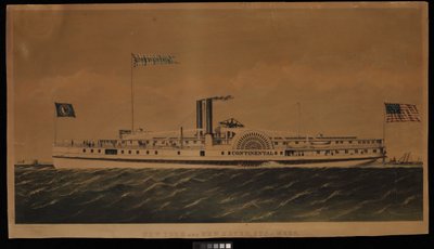 New York and New Haven Steamers Continental (litografi, farvelagt) af Endicott Endicott