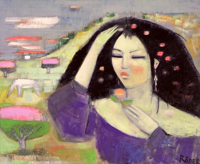 Tomoko Dreaming in English III (olie på lærred) af Endre Roder