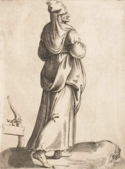 Kostumeplatte: Bondekvinde fra Spanien, ca. 1555-58. af Enea Vico