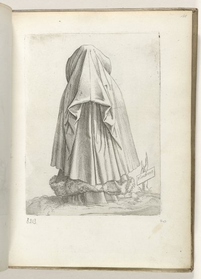 Flandres (titel på objekt) En kvinde fra Vlaanderen, klædt på i henhold til mode fra ca. 1550 The Attitudes of different Nations of Our Age (serietitel) af Enea Vico