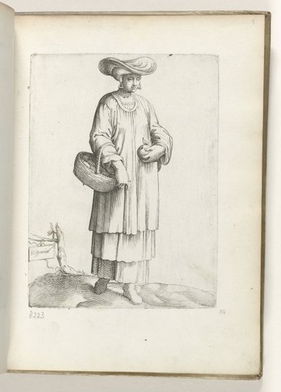 Spanien (titel på objekt) Vrouw met mand i spanske tøj. ca. 1550 The Attitudes of different Nations of Our Age (serietitel) af Enea Vico