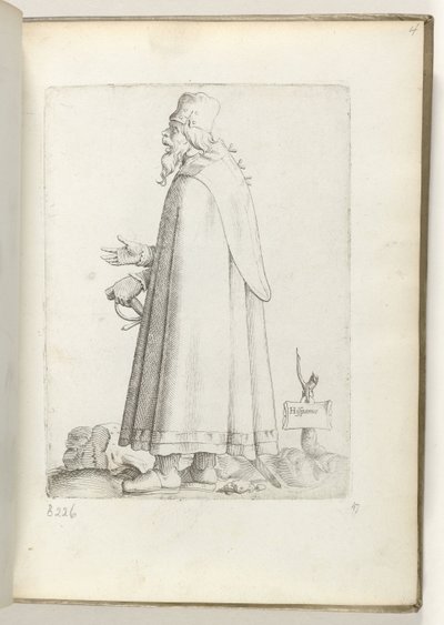 Spansk (titel på objekt) Oude man, naar links, i spanske tøj. ca. 1550 The Attitudes of different Nations of Our Age (serietitel) af Enea Vico