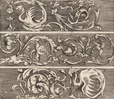 Tre friser med dekorativt løv, ca. 1541-43. af Enea Vico