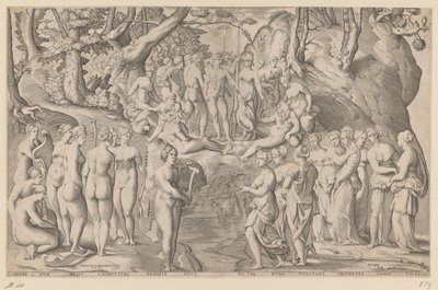 Konkurrence mellem Muses og Pierides af Enea Vico