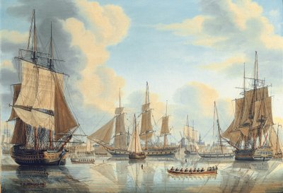 Den bataviske flåde under viceadmiral Carel Hendrik Verhuell ved Flushing af Engel Hoogerheyden