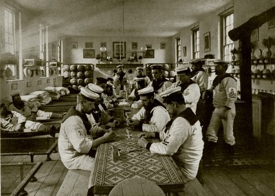 A Room in the Naval Barracks, Whale Island, Portsmouth (s/h-billede) af English Photographer