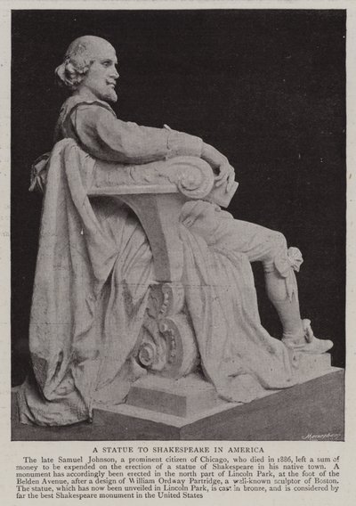 En statue til Shakespeare i Amerika af English Photographer