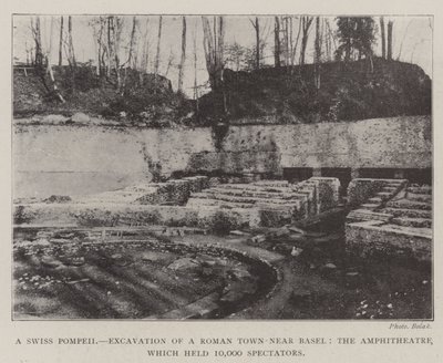 En schweizisk Pompeji, udgravning af en romersk by nær Basel, amfiteatret, som holdt 10.000 tilskuere af English Photographer