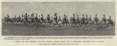 En troppe af den anden dragonvagt (Scots Greys) på en feltdag, der oplader i galop af English Photographer