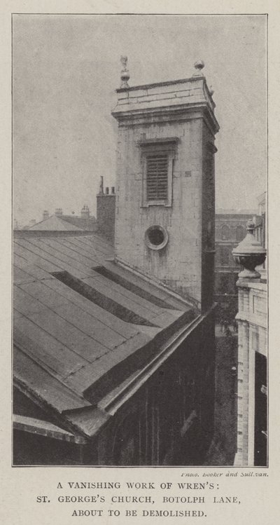 A Vanishing Work of Wrens, St Georges Church, Botolph Lane, ved at blive revet ned af English Photographer