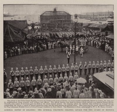 Admiral Dewey i Colombo, admiralen takker oberst Savage for æresvagten af English Photographer