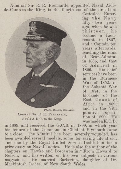 Admiral Sir E R Fremantle, Naval ADC til kongen af English Photographer
