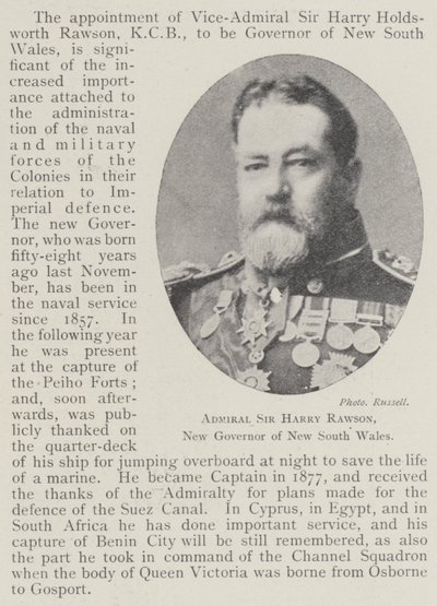 Admiral Sir Harry Rawson, ny guvernør i New South Wales af English Photographer