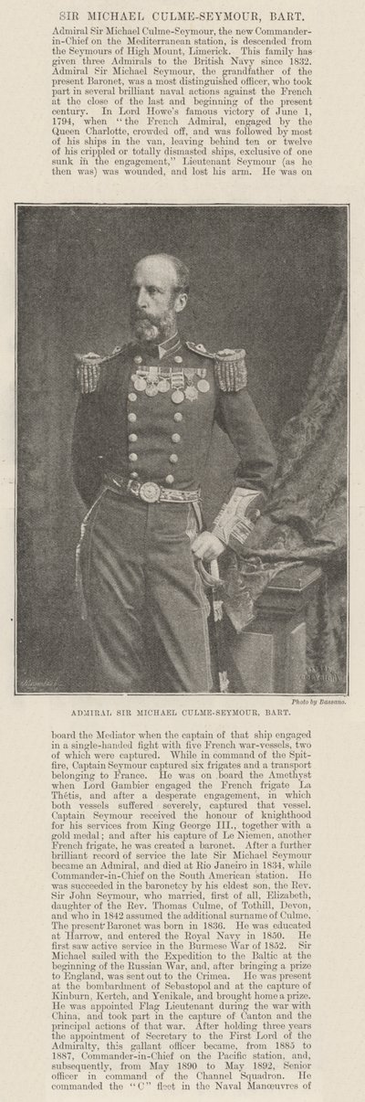 Admiral Sir Michael Culme-Seymour, Baronet af English Photographer