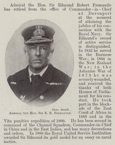 Admiral den ærede Sir E R Fremantle af English Photographer