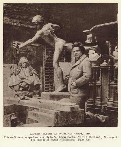 Alfred Gilbert, engelsk billedhugger på arbejde på Eros af English Photographer