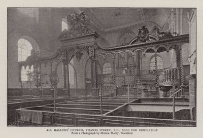 All Hallows Church, Thames Street, EC, solgt til nedrivning af English Photographer