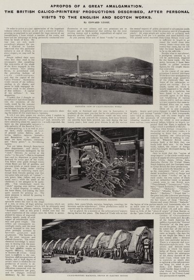 Apropos en stor sammenlægning, beskrev British Calico-Printers Productions efter personlige besøg på de engelske og skotske værker af English Photographer