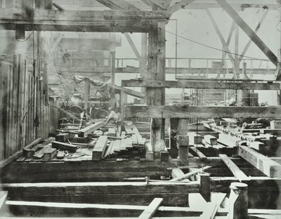 Blackfriars Bridge: byggearbejde i gang, 1869 af English Photographer