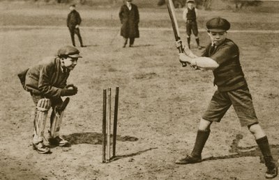 Drenge spiller cricket, Parliament Hill Fields (sepia-billede) af English Photographer