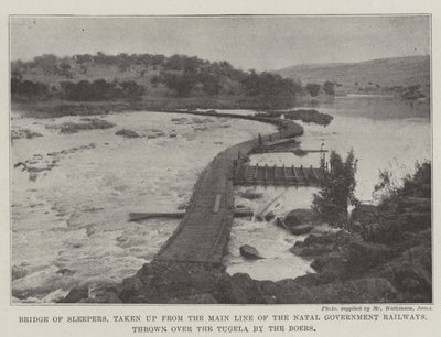 Bridge of Sleepers, taget op fra hovedlinjen af Natal Government Railways, kastet over Tugela af boerne af English Photographer