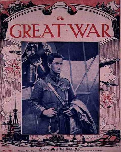 Kaptajn Albert Ball (1896-1917), D.S.O., M.C., forsiden af "The Great War", Vol. VIII, ca. 1917 (fotogravure) af English Photographer