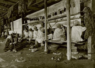 Tæppevævning i Indien (s/h foto) af English Photographer