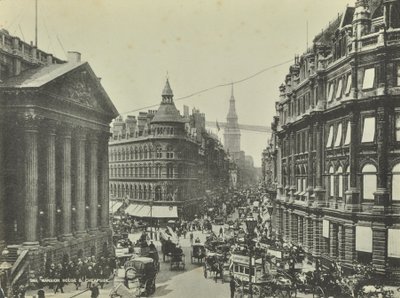 Cheapside, fra Mansion House, City of London, 1885 af English Photographer