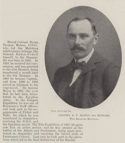 Oberst B T Mahon, 8. husarer, som afløste Mafeking af English Photographer
