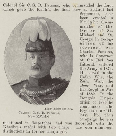 Oberst C S B Parsons, New KCMG af English Photographer