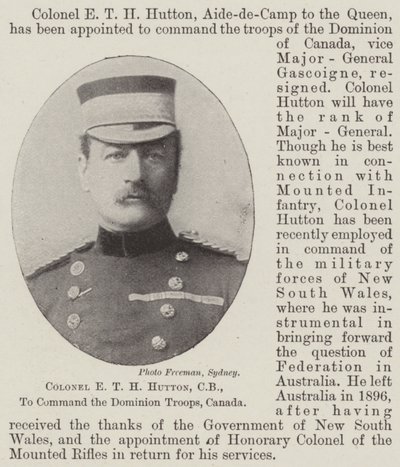 Oberst ETH Hutton, CB, til at kommandere Dominion Troops, Canada af English Photographer