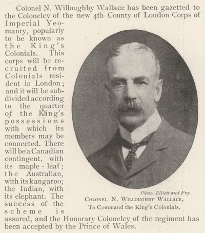 Oberst N Willoughby Wallace, til at kommandere Kings Colonials af English Photographer