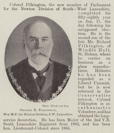 Oberst R Pilkington, ny MP for Newton Division, SW Lancashire af English Photographer