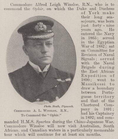 Commodore A L Winsloe, RN, til at kommandere Ophir af English Photographer