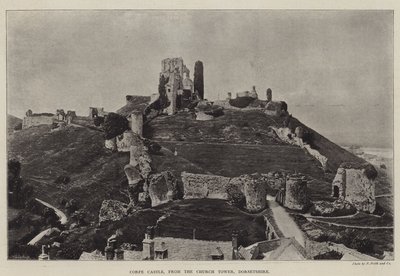 Corfe Castle, fra Church Tower, Dorsetshire af English Photographer