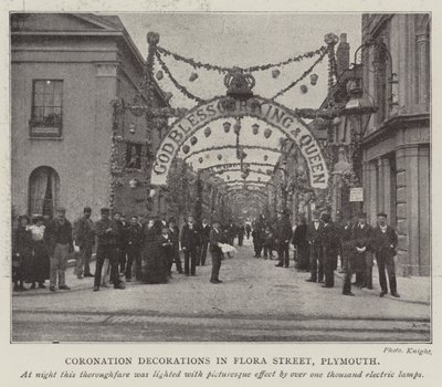 Kroningsdekorationer i Flora Street, Plymouth af English Photographer