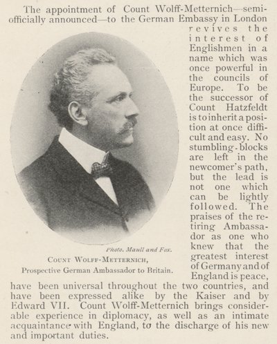 Grev Wolff-Metternich, kommende tysk ambassadør i Storbritannien af English Photographer