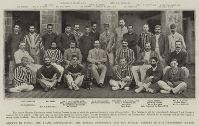Cricket i Indien, holdene, der repræsenterer Bombay-præsidentskabet og Bombay Parsees i præsidentskabskampen af English Photographer