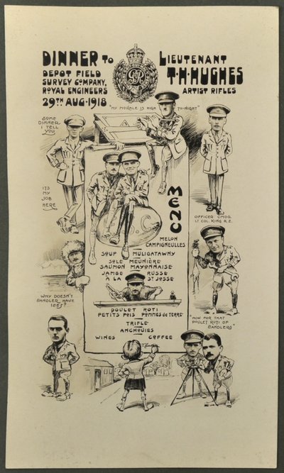 Middag til løjtnant T. H. Hughes, Artist Rifles, Depot Field Survey Company, Royal Engineers, 29. august 1918 af English Photographer