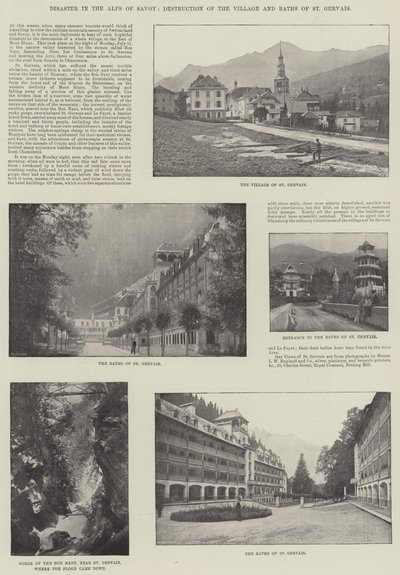 Katastrofe i Alperne i Savoyen, ødelæggelse af landsbyen og bade i St. Gervais af English Photographer