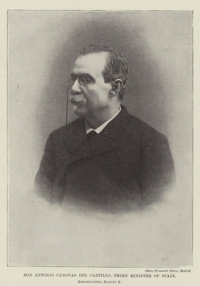 Don Antonio Canovas del Castillo, Spaniens premierminister, myrdet 8. august af English Photographer