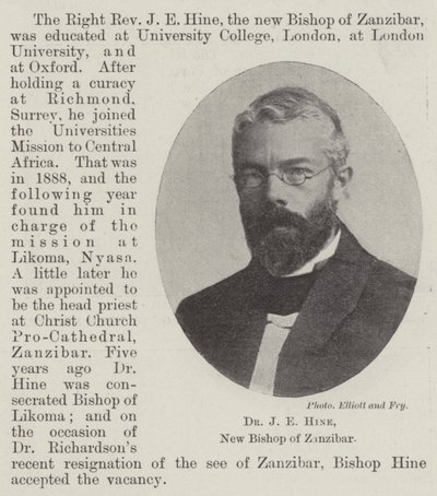 Dr J E Hine, ny biskop af Zanzibar af English Photographer