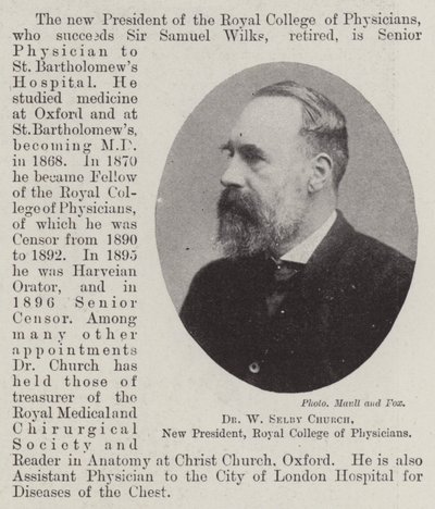 Dr. W Selby Church, ny præsident, Royal College of Physicians af English Photographer