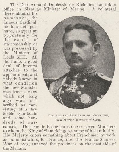 Hertug Armand Duplessis de Richelieu, Siams nye marineminister af English Photographer