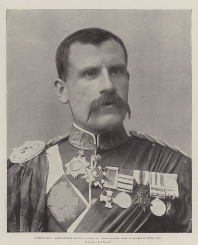Fighting Mac, generalmajor Hector A Macdonald, kommanderende Highland Brigade i Sydafrika af English Photographer