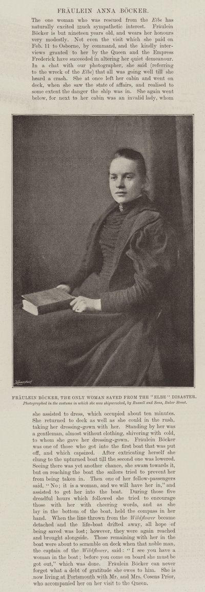 Fraulein Bocker, den eneste kvinde, der blev reddet fra Elben-katastrofen af English Photographer