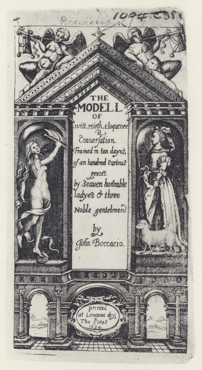 G Boccaccio, The Modell of Witt, Decameron, T Cotes for B Allen og W Hope 1634 (s/h-foto) af English Photographer