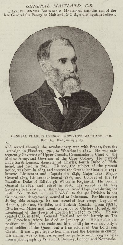 General Charles Lennox Brownlow Maitland, CB af English Photographer